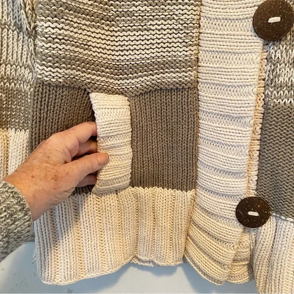 PURE HANDKNIT Button Front Knit Sweater Jacket M/L - Picture 5 of 10